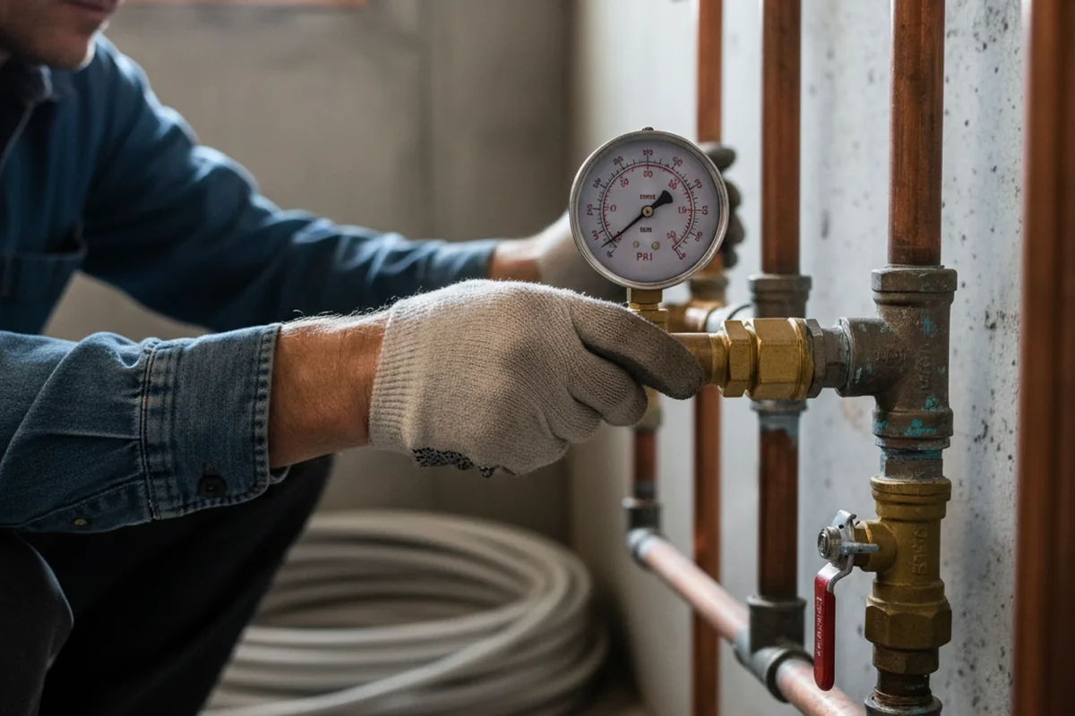 Pressure testing a repaired line during Water Line Repair in Fruitvale